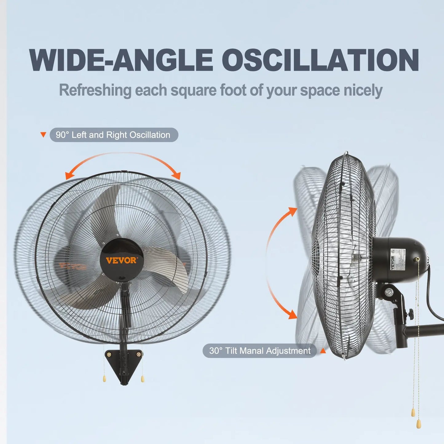 【DealsForYouDays】VEVOR 20 Inch Swinging Wall Mount Industrial Fan, 3 Speed High Airflow Fan with Max 4650 CFM, Adjustable Tilting Black Wall Cooling Fan for Commercial & Home Use, Ideal for Warehouse, Greenhouse, Workshop, Patio & Basement