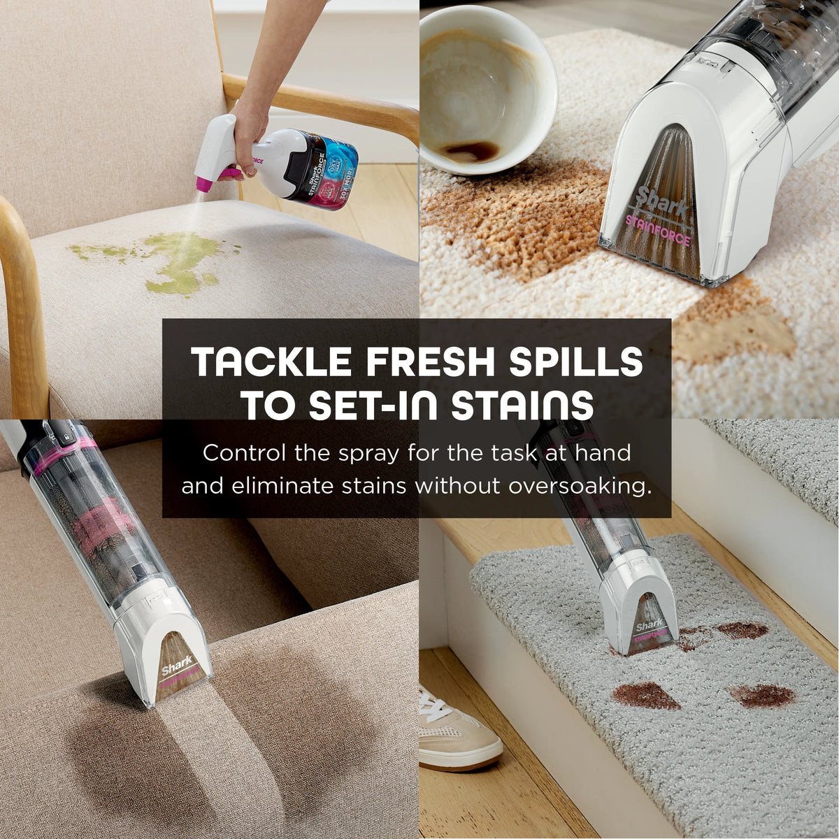Shark StainForce Cordless Portable Spot Cleaner, Bagless & Self-Cleaning - HX100