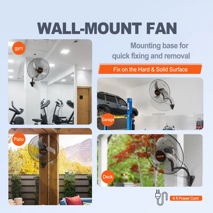 【DealsForYouDays】VEVOR 20 Inch Swinging Wall Mount Industrial Fan, 3 Speed High Airflow Fan with Max 4650 CFM, Adjustable Tilting Black Wall Cooling Fan for Commercial & Home Use, Ideal for Warehouse, Greenhouse, Workshop, Patio & Basement