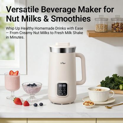 Bear 8 Modes All-In-One Nut Milk Processor, 1.2L (40oz) Soy Milk Maker with Automatic Self-Cleaning, 12H Delay Start & 6H Warm Hold, Single Tap Almond Milk Brewer for DIY Oat Beverages, Soup, Fruit Juice & Non-Dairy Plant Drinks