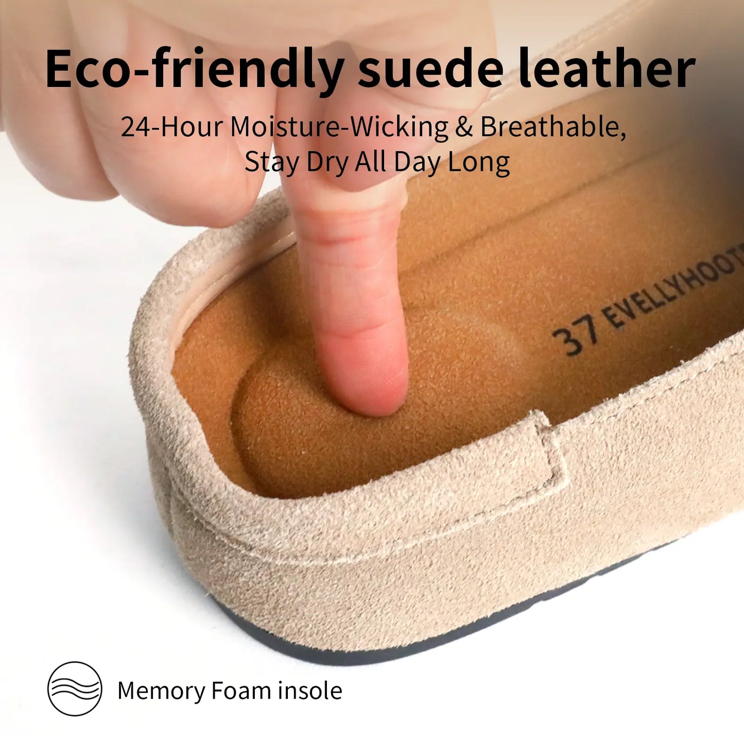 EVELLYHOOTD Ladies Footwear, Animal Spotted Pattern Faux Suede Backless Slip-On Flats Equipped With Padded Arch Cushion & Soft Comfort Insole