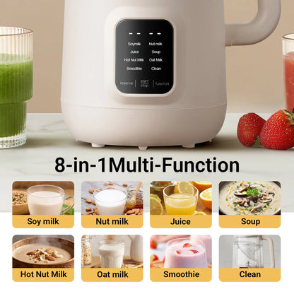 Bear 8 Modes All-In-One Nut Milk Processor, 1.2L (40oz) Soy Milk Maker with Automatic Self-Cleaning, 12H Delay Start & 6H Warm Hold, Single Tap Almond Milk Brewer for DIY Oat Beverages, Soup, Fruit Juice & Non-Dairy Plant Drinks