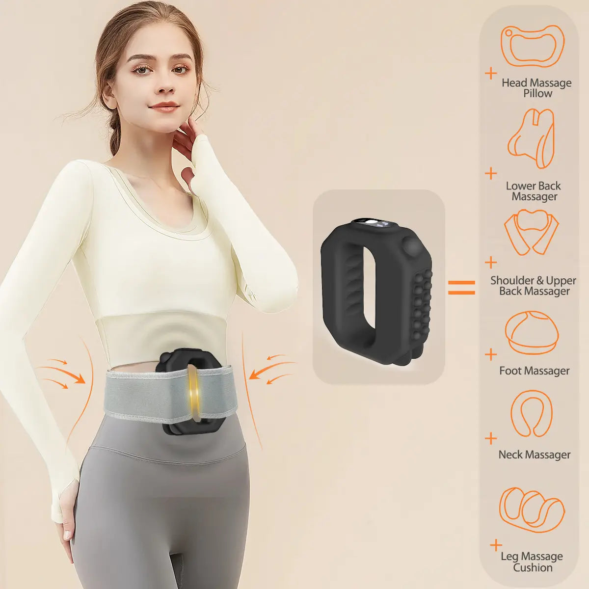 ADDWIN 2026 Latest R10 Mini Fascia Massage Belt, Upgraded Muscle Relief Fascia Tool with Adjustable Strap, Waist Circumference Compatible Up to 55 Inches, Wireless Rechargeable Portable Massager for Waist & Back Soreness Relief, Ideal Present for Parents