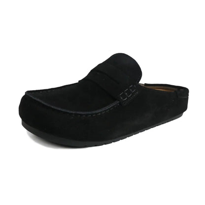 EVELLYHOOTD Ladies Footwear, Animal Spotted Pattern Faux Suede Backless Slip-On Flats Equipped With Padded Arch Cushion & Soft Comfort Insole