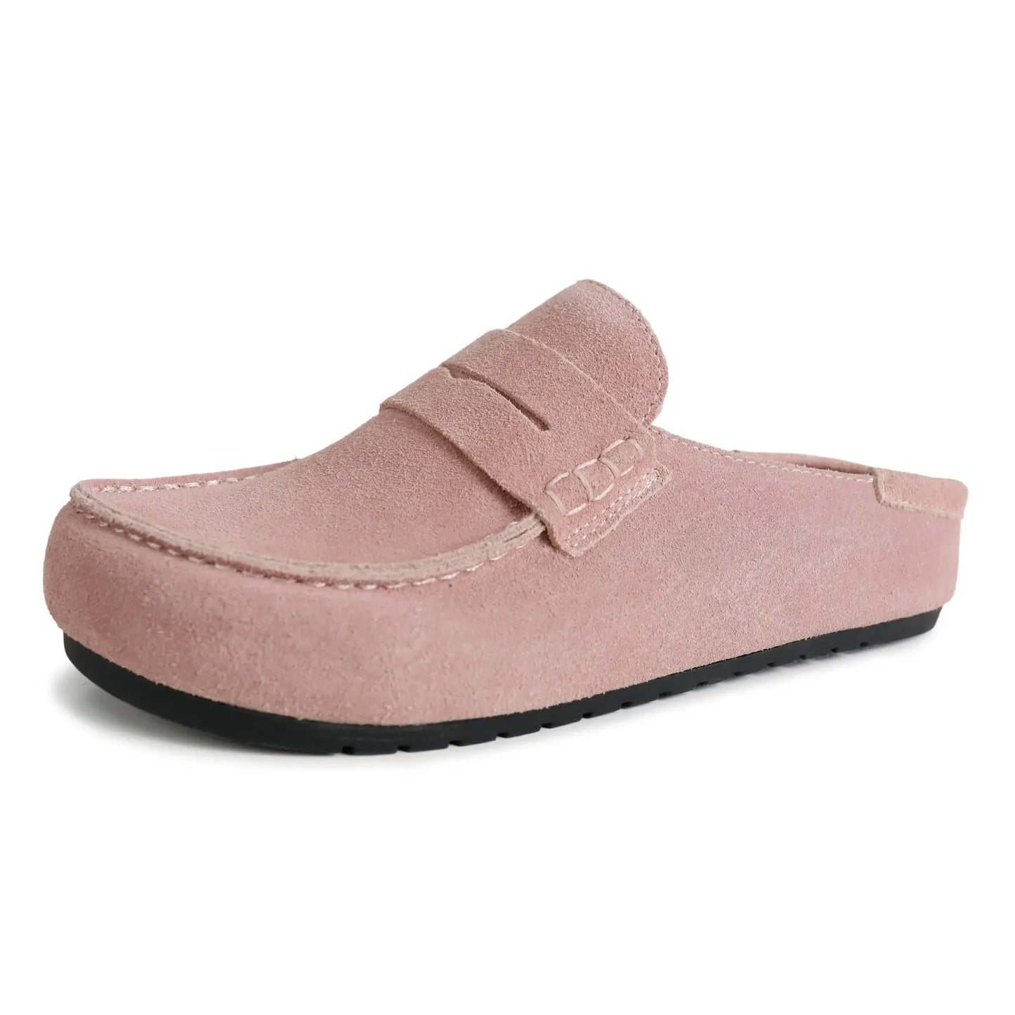 EVELLYHOOTD Ladies Footwear, Animal Spotted Pattern Faux Suede Backless Slip-On Flats Equipped With Padded Arch Cushion & Soft Comfort Insole