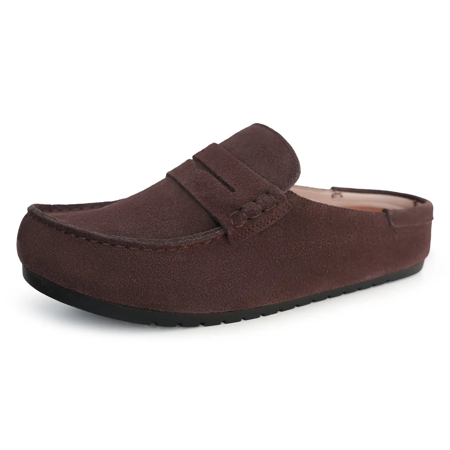 EVELLYHOOTD Ladies Footwear, Animal Spotted Pattern Faux Suede Backless Slip-On Flats Equipped With Padded Arch Cushion & Soft Comfort Insole