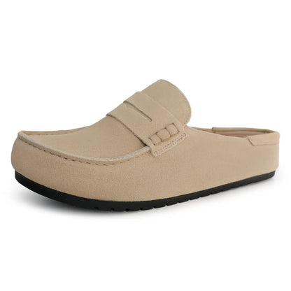 EVELLYHOOTD Ladies Footwear, Animal Spotted Pattern Faux Suede Backless Slip-On Flats Equipped With Padded Arch Cushion & Soft Comfort Insole