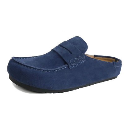 EVELLYHOOTD Ladies Footwear, Animal Spotted Pattern Faux Suede Backless Slip-On Flats Equipped With Padded Arch Cushion & Soft Comfort Insole