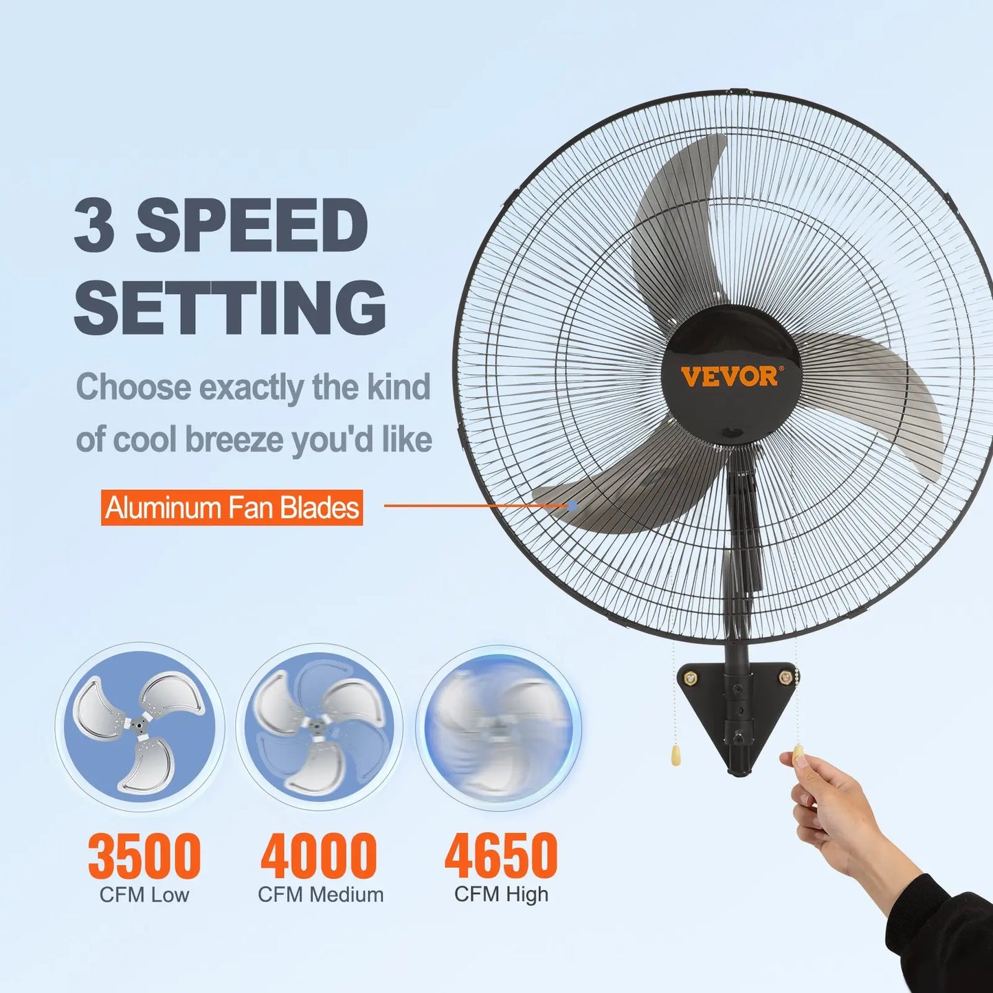 【DealsForYouDays】VEVOR 20 Inch Swinging Wall Mount Industrial Fan, 3 Speed High Airflow Fan with Max 4650 CFM, Adjustable Tilting Black Wall Cooling Fan for Commercial & Home Use, Ideal for Warehouse, Greenhouse, Workshop, Patio & Basement